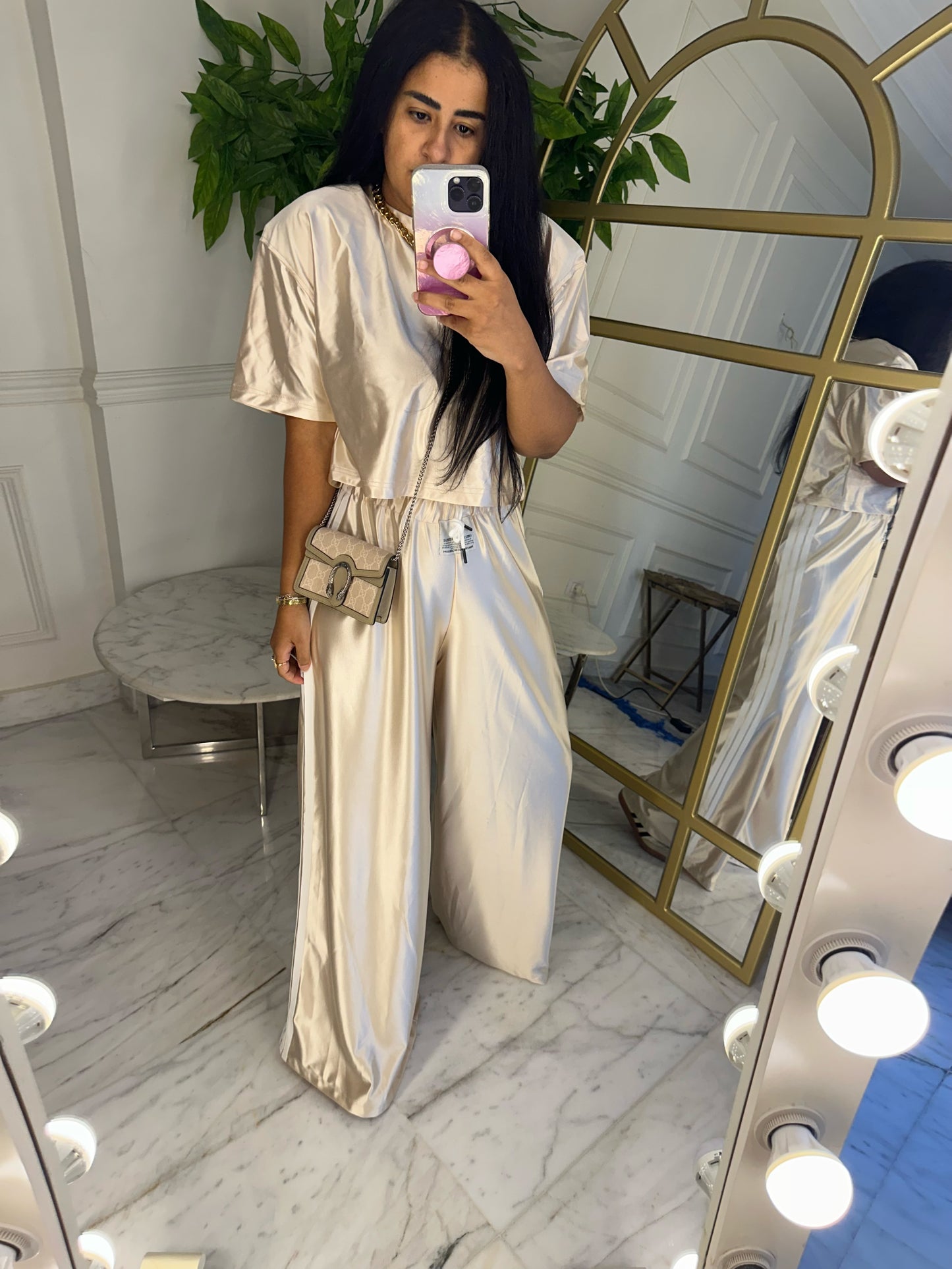 Light Gold Crop Tee