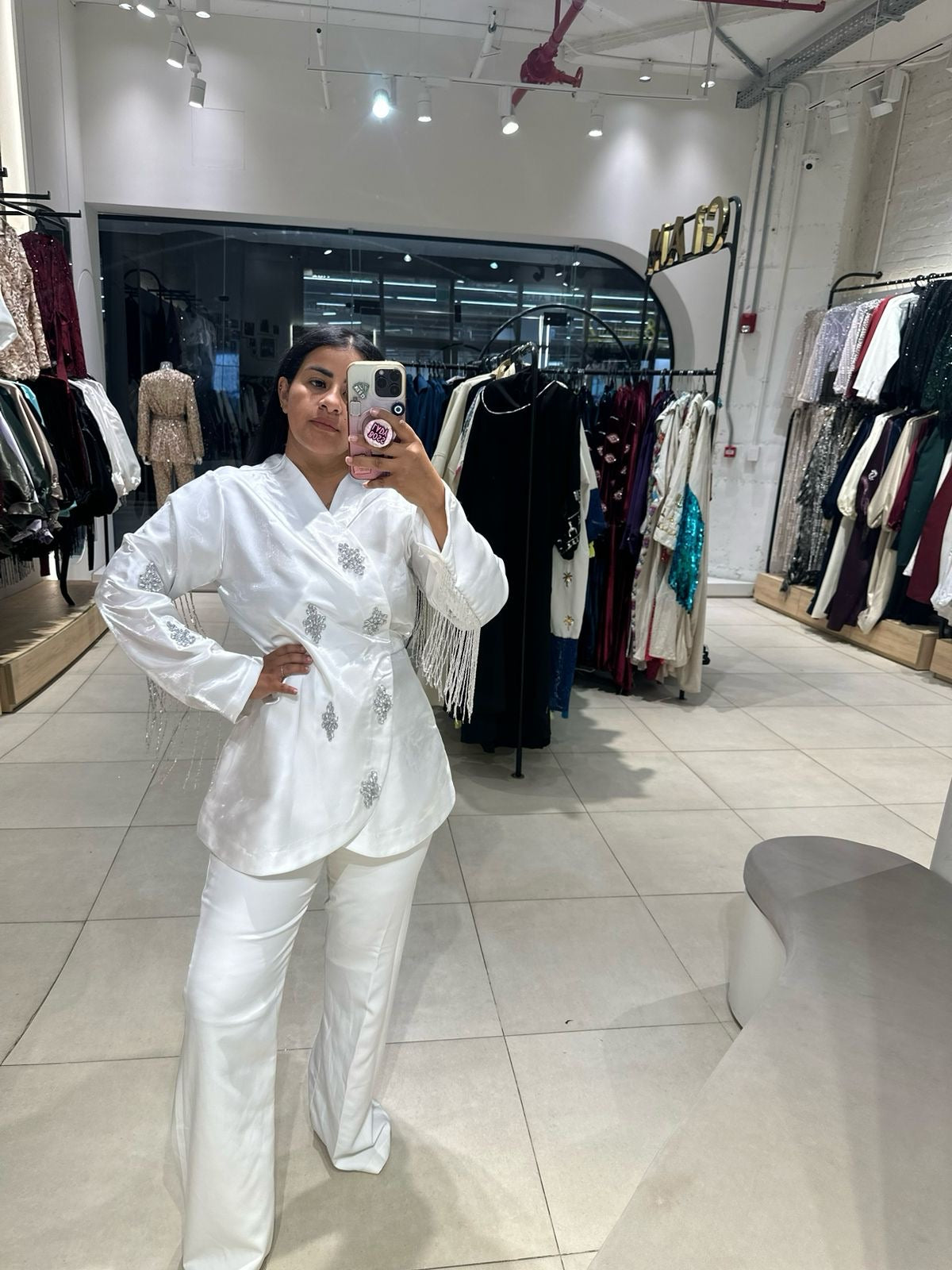 White Flare Satin Pants