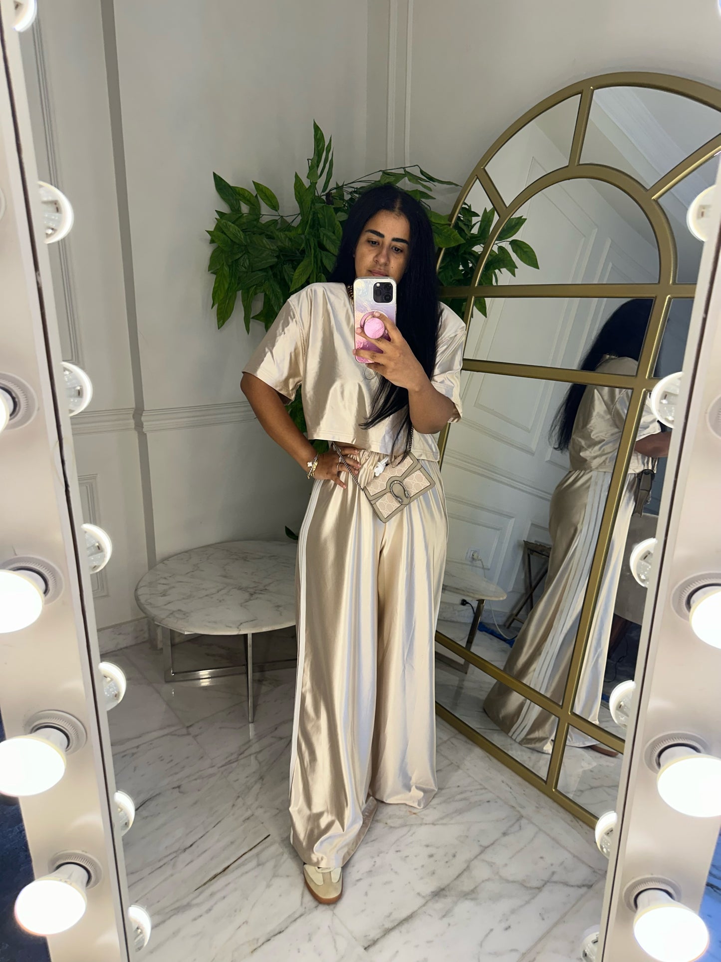 Light Gold Crop Tee