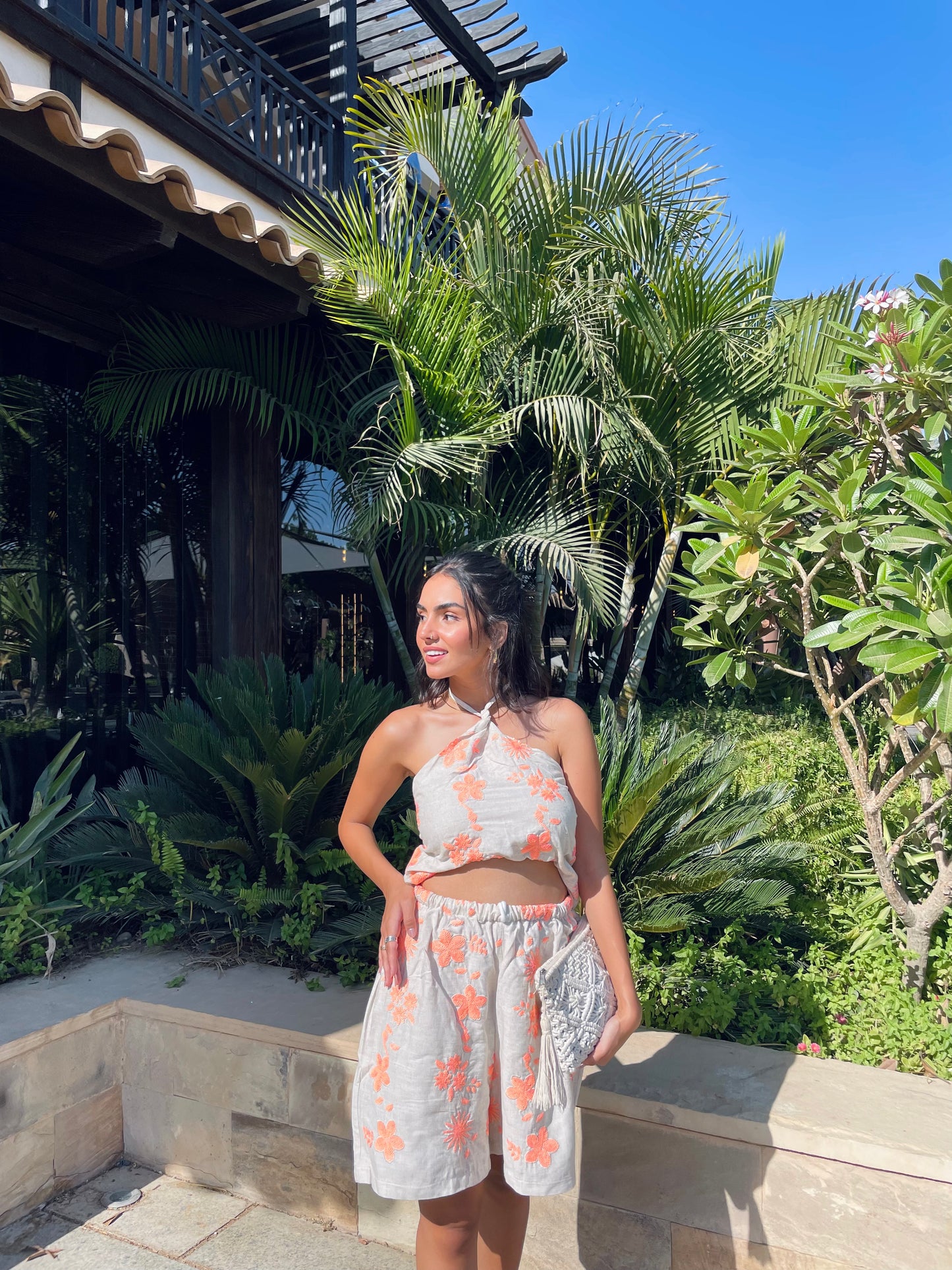 Orange Flowers Shorts