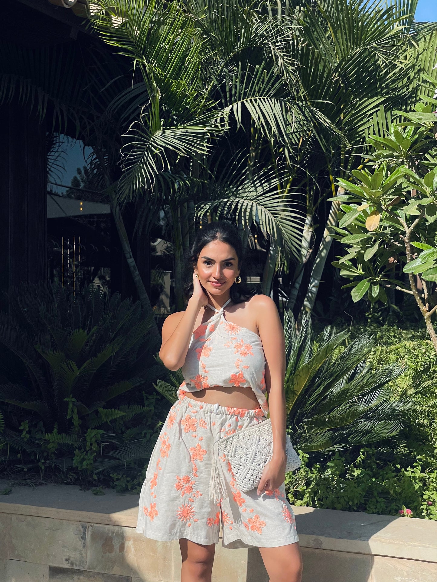 Orange Flowers Shorts