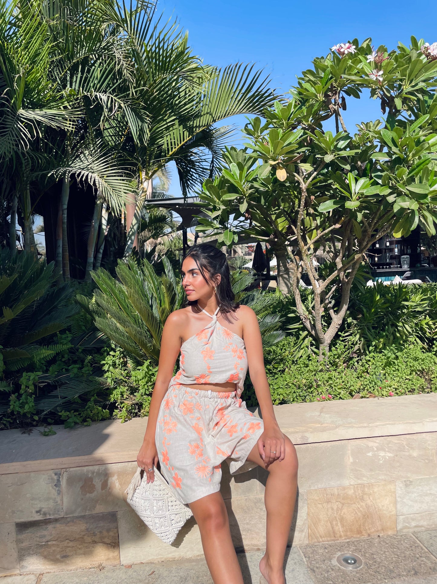 Orange Flowers Shorts