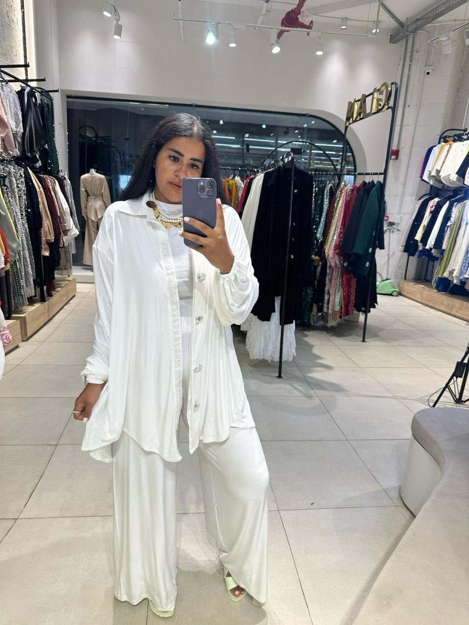 Drape White Pants