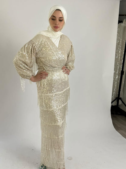 Creme Tassle Sequin Top