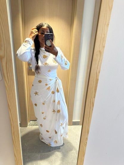 Under the Sea White and Gold Burkini