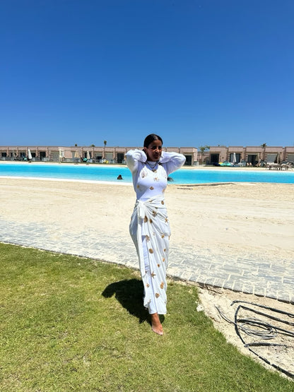 Under the Sea White and Gold Burkini