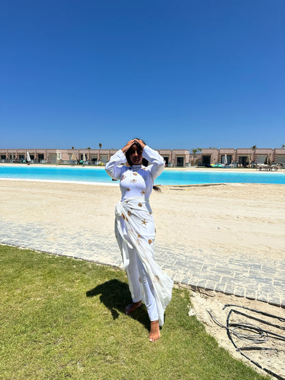 Under the Sea White and Gold Burkini
