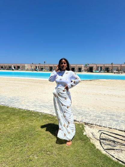 Under the Sea White and Gold Burkini