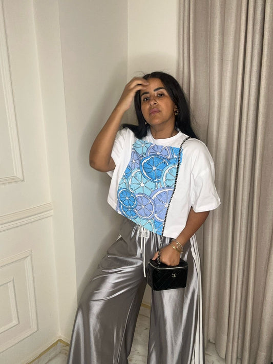 Blue Grapefruit Crop Tee