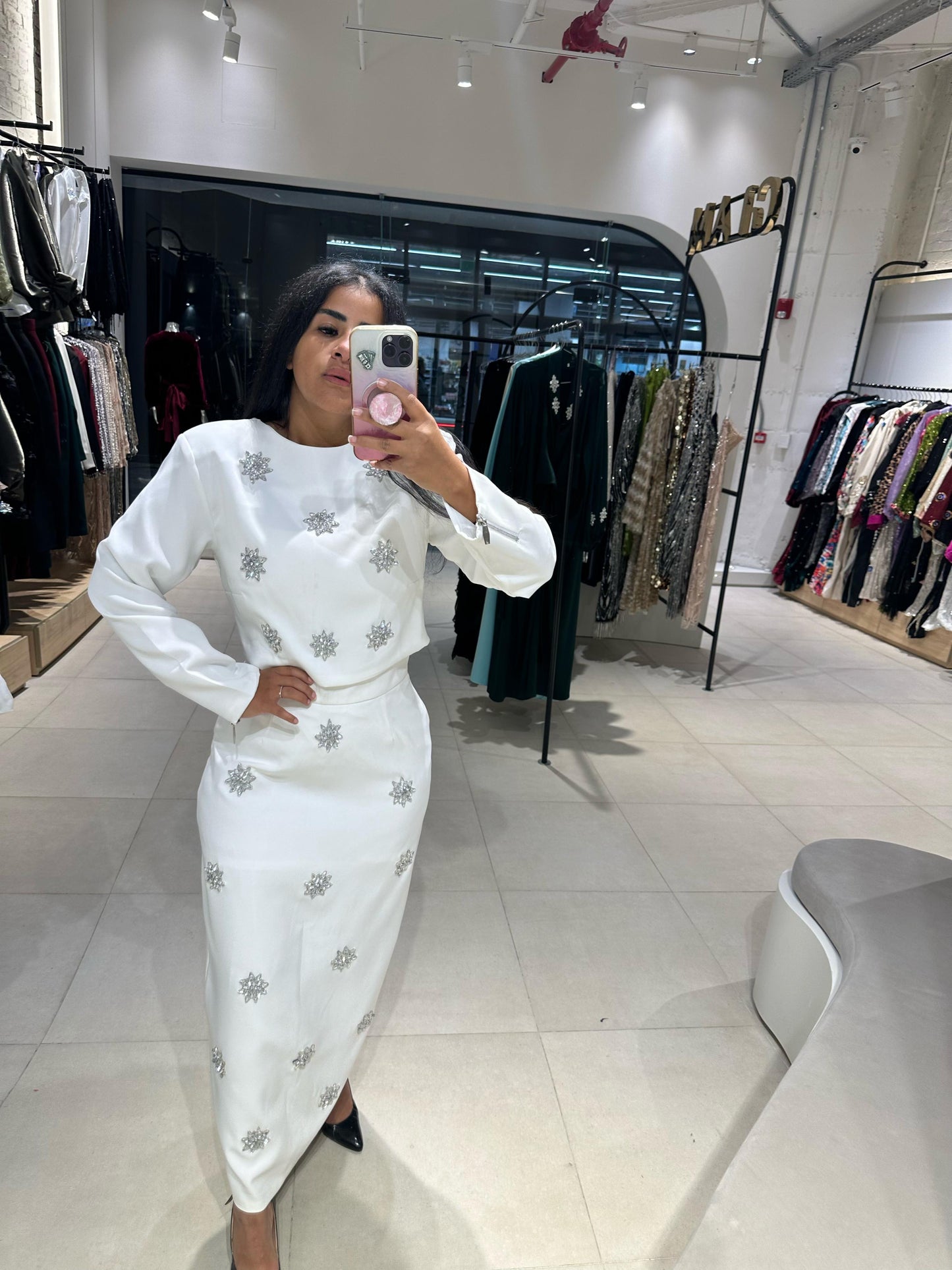White Diamond Skirt Set