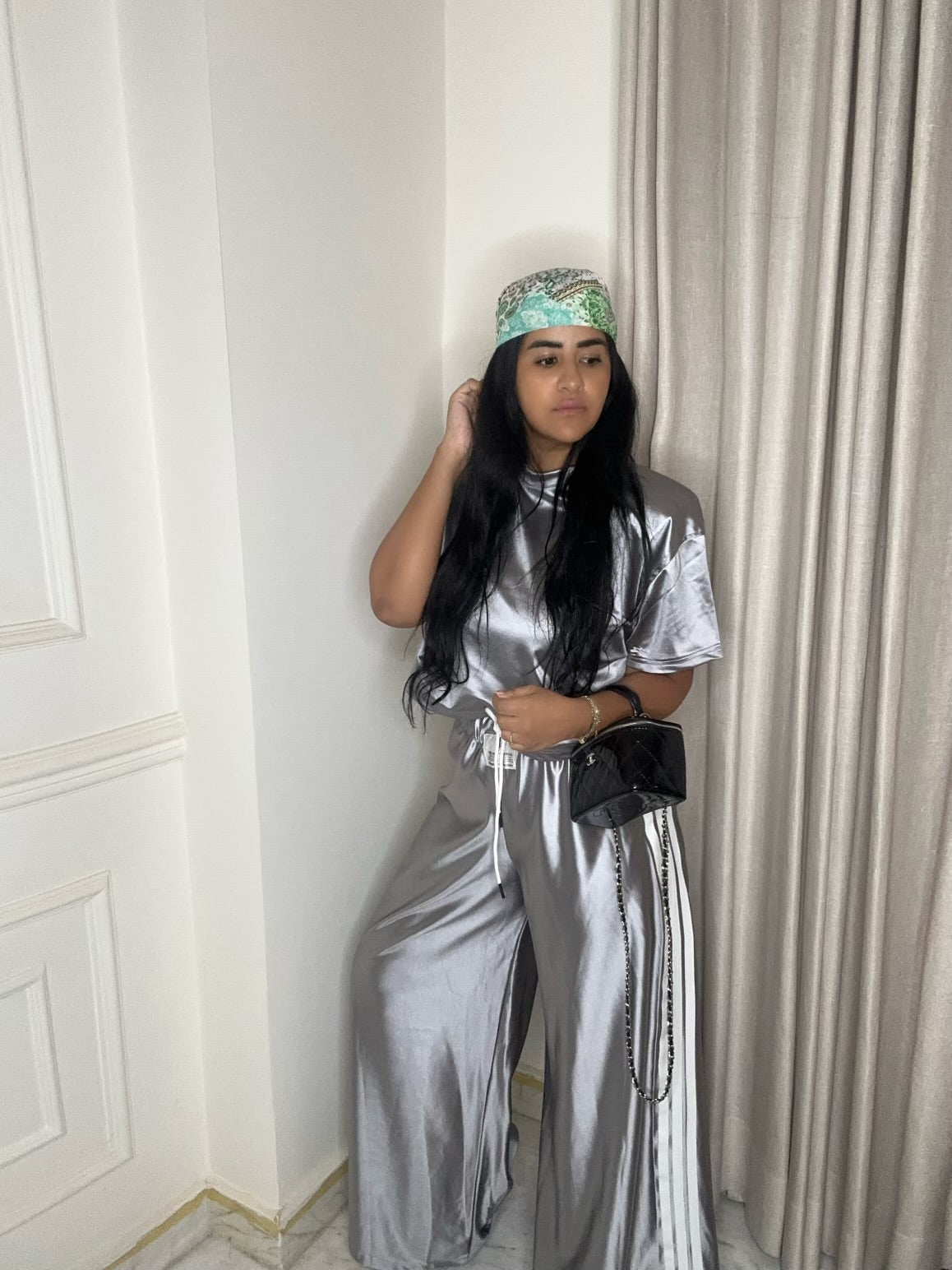 Metallic Silver Crop Tee