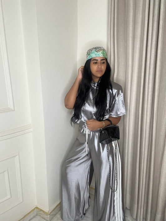 Metallic Silver Crop Tee