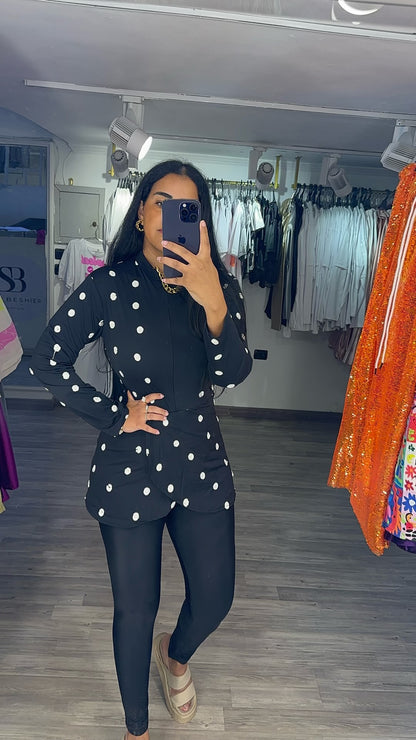 5 Piece Black Polka Burkini