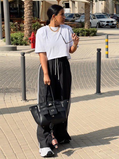 White Stripe Trackpants