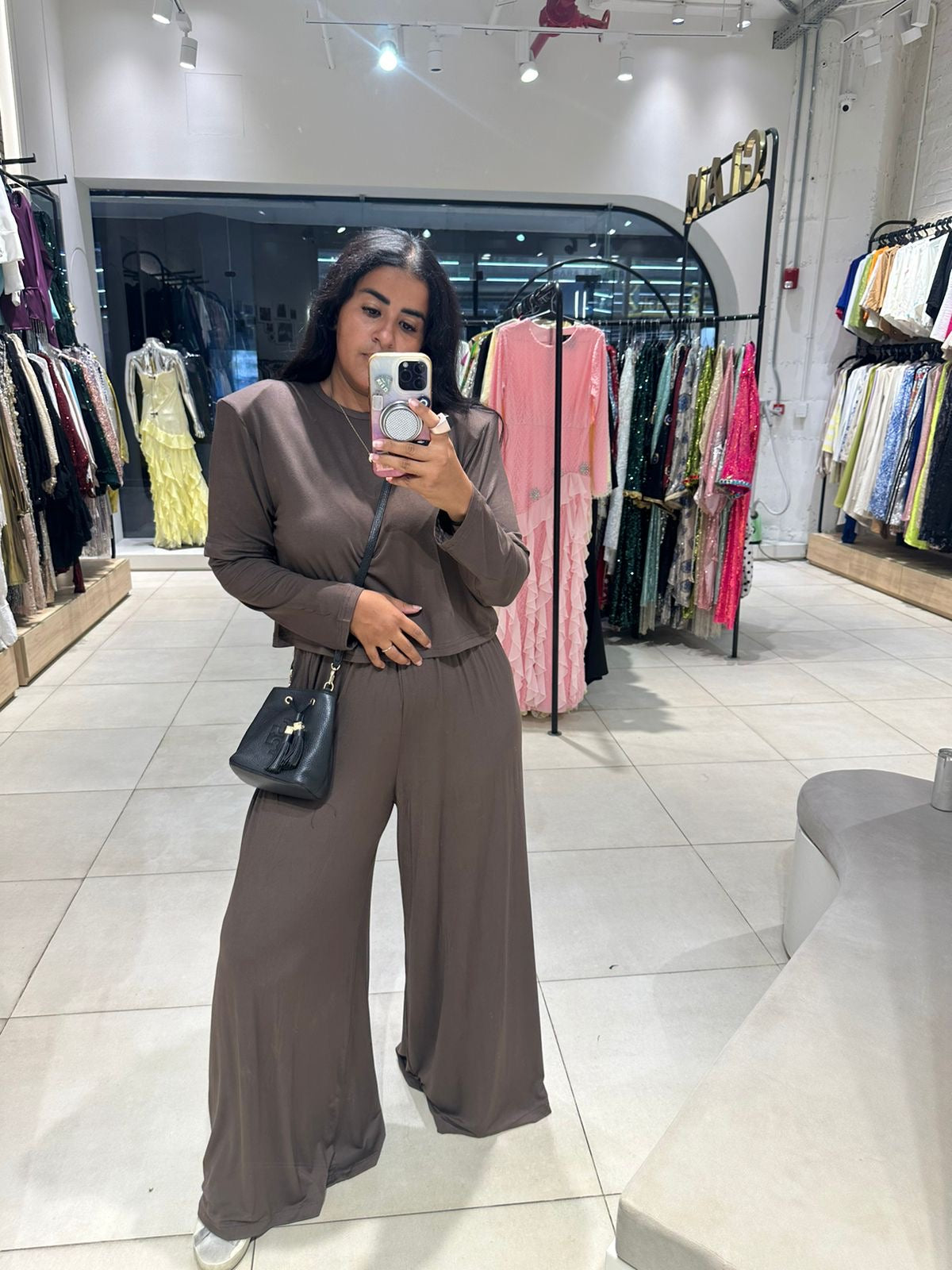 Shouldered Brown Sleeved Top