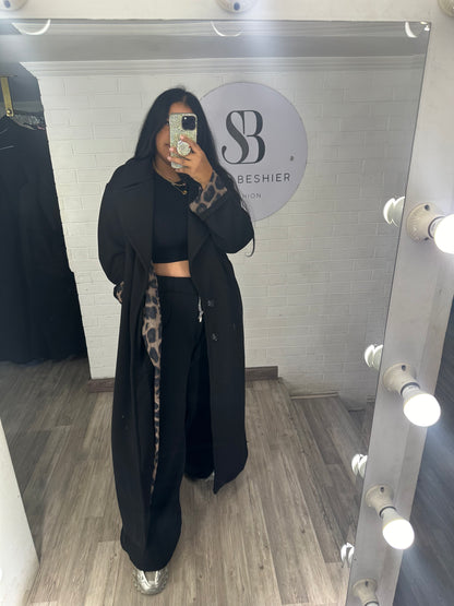Black Leopard Coat