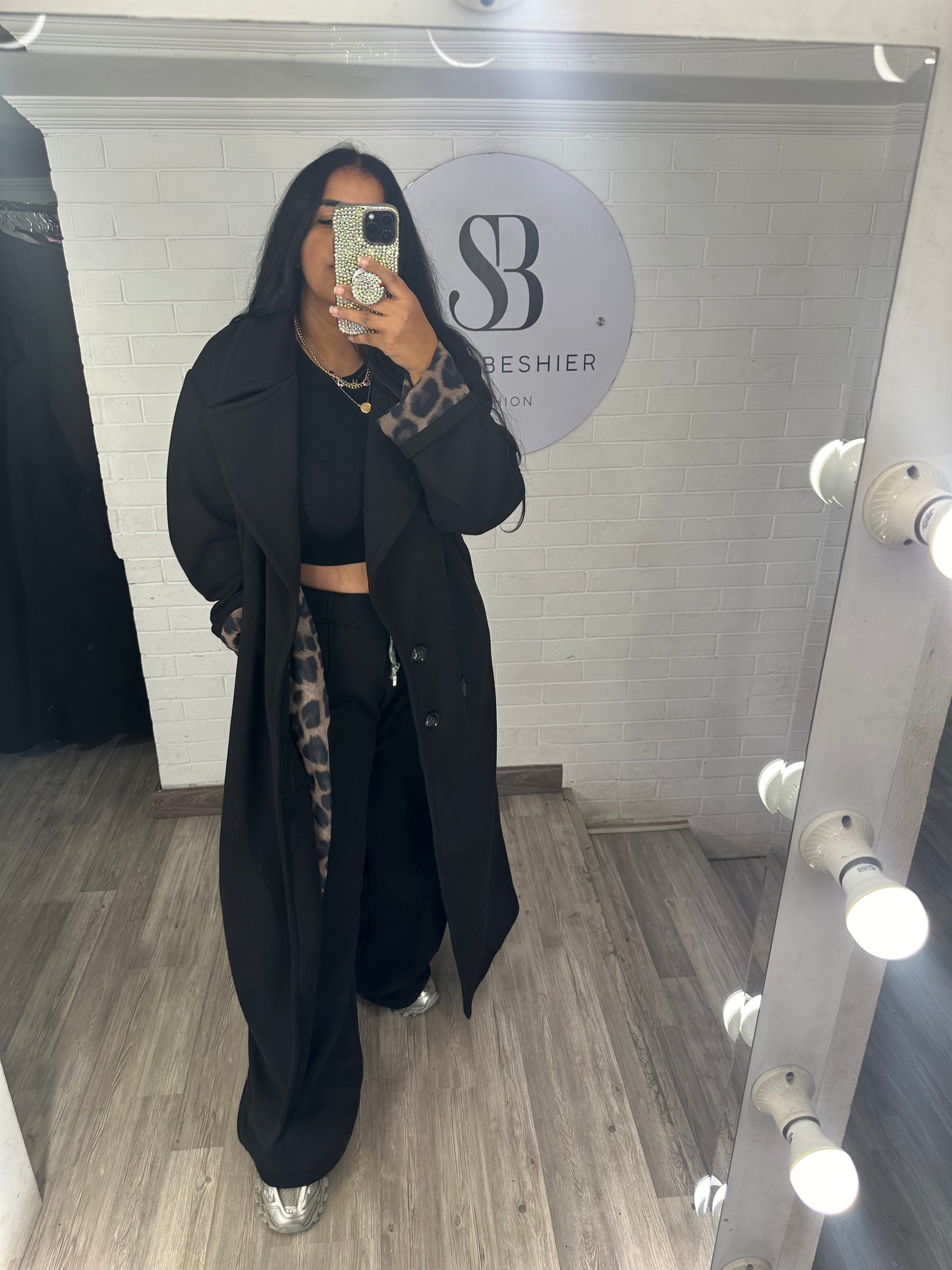 Black Leopard Coat