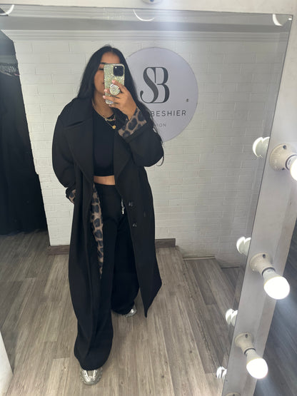 Black Leopard Coat