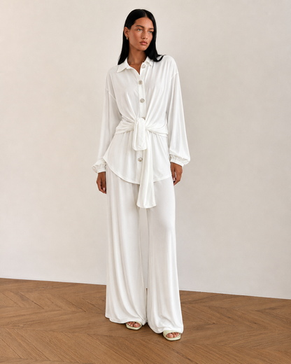 Drape White Top