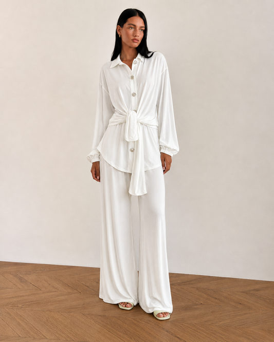 Drape White Top