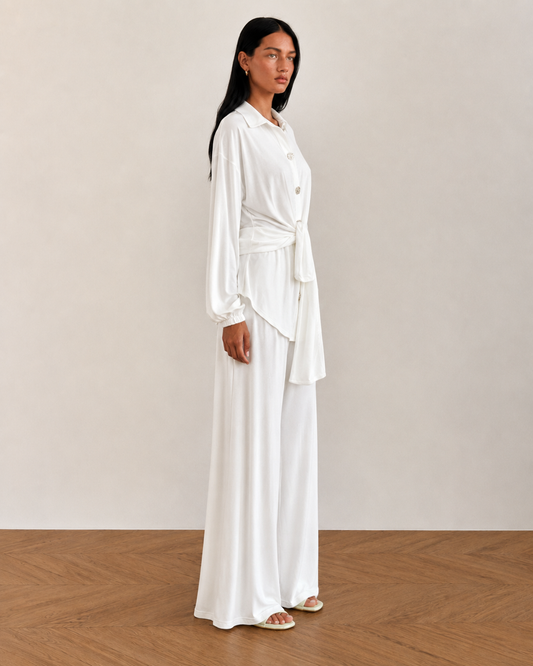 Drape White Pants