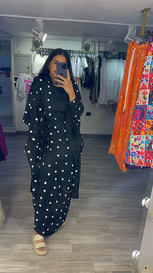 Black Polka Swimsuit Cardigan