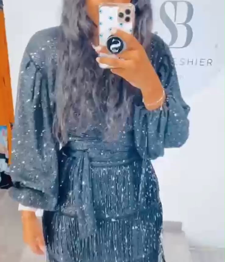 Black Tassle Sequin Top