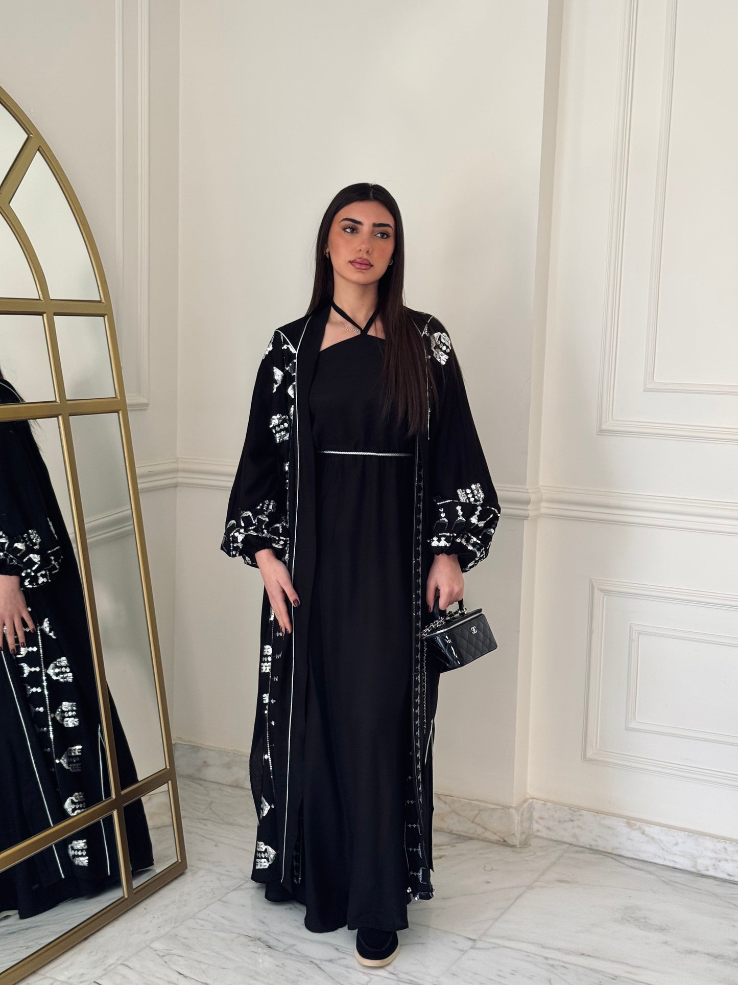 Black Sequin Opal Kimono