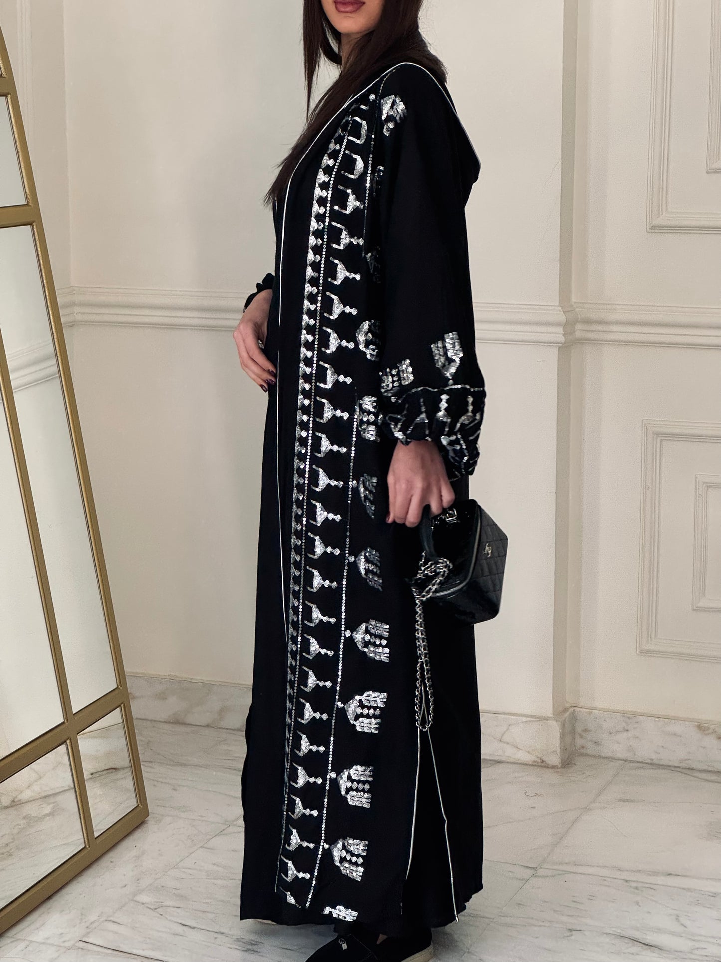 Black Sequin Opal Kimono